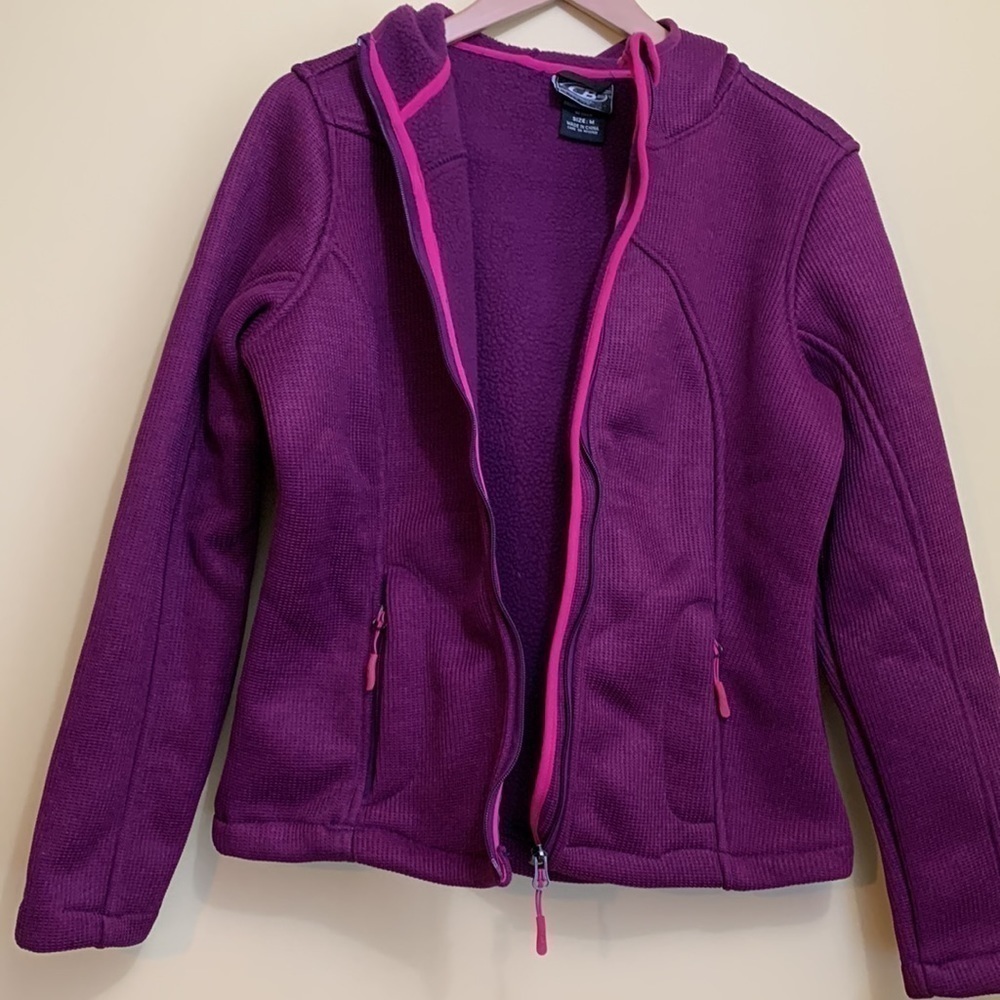 CB Sport NWT Purple Fleece Lined Waffle Zipper Hooded Performance Thick Jacket M